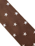 chocolate coffee brown knitted tie with embroidered white stars